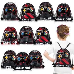 15 Packs Video Game Party Loot Bags Blue and Black Game on Theme Present Bags Party Supplies Birthday Goodie Bags Video Game Party Favors Game Bag with Drawstring Party Favor Sets (Wine Red) from Shappy