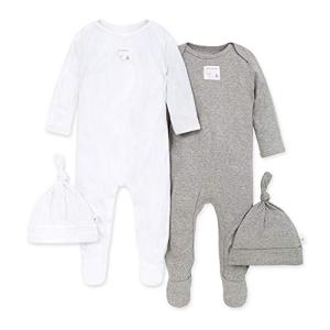 Burt's Bees Baby baby girls Matelasse Organic Kimono One Piece Jumpsuit and Toddler Footie, Heather Grey/White 2-pk, 0-3 Months US from Burt's Bees Children's Apparel