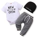 Newborn Baby Boy Clothes Short Sleeve Romper Outfits Set New to The Crew Outfits Baby Boy Clothes 0-3 Months Gray from 