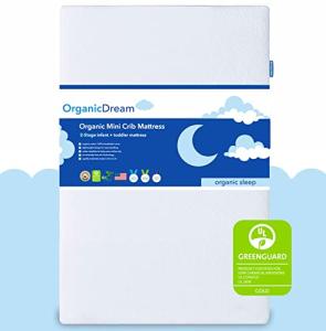 Organic Dream 5" Mini Crib Mattress - 100% Breathable Proven to Reduce Suffocation Risk - GREENGUARD I 2-Stage I Washable I Extra Firm Infant Side and Plush Toddler (38x24x5) - Deluxe 5" Thick from ORGANICDREAM