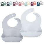 Ava + Oliver Silicone Bib Set - Adjustable Waterproof Bibs - Set of 2 (Stone) by Ava + Oliver
