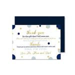Navy and Gold Baby Shower Thank You Cards with Envelopes (15 Pack) Prince Themed Supplies â Twinkle Star â Thanks from Baby Boy â A6 Flat Stationery Set Printed (4 x 6 inches) Paper Clever Party from 