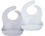 Ava + Oliver Silicone Bib Set - Adjustable Waterproof Bibs - Set of 2 (Stone) by Ava + Oliver