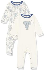 Touched by Nature unisex baby Organic Cotton Coveralls Romper, Elephant, 0-3 Months US by Touched by Nature