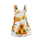Ayalinggo Toddler Baby Girl Sunflower Print Overalls Shorts with Pocket Suspender Trousers Cute Summer Clothing Outfit (Sunflower Print, 4-5T) from Ayalinggo