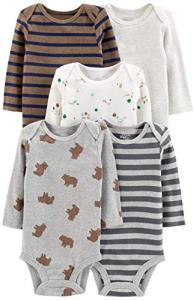 Simple Joys by Carter's Baby Boys' Long-Sleeve Bodysuit, Pack of 5, Bear/Animal/Stripe, 0-3 Months from Carter's Simple Joys - Private Label