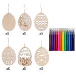 Anditoy 30 PCS Easter Wooden Hanging Ornaments Unfinished Wood Slices Eggs Easter Crafts for Kids DIY Easter Decorations Party Supplies Decor from Anditoy