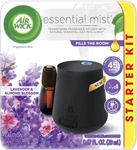 Air Wick Essential Mist, Essential Oil Diffuser, Diffuser + 1 Refill, Lavender and Almond Blossom, Air Freshener, 2 Piece Set (Device May Vary) by Reckitt Benckiser
