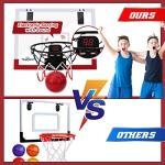 EagleStone Indoor Mini Basketball Hoop Set for Kids with Electronic Score Record and Sounds, Basketball Hoop Over The Door with 2 Balls, Hand Pump Basketball Toy Gifts for Boys Teens Adults by EagleStone