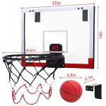 EagleStone Indoor Mini Basketball Hoop Set for Kids with Electronic Score Record and Sounds, Basketball Hoop Over The Door with 2 Balls, Hand Pump Basketball Toy Gifts for Boys Teens Adults by EagleStone