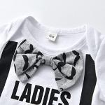 3Pcs Newborn Baby Boy Clothes Summer Short Sleeve Bow Ladies I Have Arrived Romper + Moustache Pants + Hat Outfits Set (Newborn) Grey from 