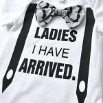3Pcs Newborn Baby Boy Clothes Summer Short Sleeve Bow Ladies I Have Arrived Romper + Moustache Pants + Hat Outfits Set (Newborn) Grey from 