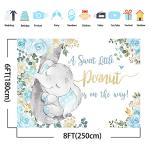 Avezano Boy Elephant Baby Shower Backdrop Blue Floral Rpse Jungle Elephant Baby Shower Background Vinyl Blue and Gold Elephant Baby Shower Party Decorations Backdrops for Boys (8x6) by Avezano