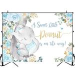 Avezano Boy Elephant Baby Shower Backdrop Blue Floral Rpse Jungle Elephant Baby Shower Background Vinyl Blue and Gold Elephant Baby Shower Party Decorations Backdrops for Boys (8x6) by Avezano