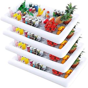 Kurala 4 PCS Inflatable Serving Bar, Salad Ice Tray Food Drink Containers, BBQ Picnic Pool Party Supplies Buffet Luau Cooler, with a Drain Plug from 