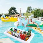 Kurala 4 PCS Inflatable Serving Bar, Salad Ice Tray Food Drink Containers, BBQ Picnic Pool Party Supplies Buffet Luau Cooler, with a Drain Plug from 