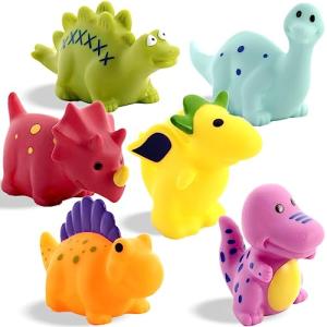 Mold Free Dinosaur Bath Toys for Toddlers/ Infants 6 - 12- 18 Months, No Hole No Mold Bathtub Toys, 1 2 3 4 Years Old Kids (6 Pcs with Storage Bag) by XY-WQ