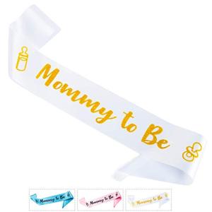 CORRURE Baby Shower Sash for Boy or Girl - 'Mommy to Be' Sash With Beautiful White Ribbon and Gold Glitter Text - Ideal Gender Reveal, Baby Shower, Welcome Baby, Mom to Be or Baby Sprinkle Gift by Pego Brands General