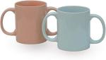 HealthGoodsIn- Dual Handle Mug Set of 2 for Secure Hold | BPA-FREE Double Handled Ceramic Mugs to Aid Tremors | 11.83 Fl. Oz. (350 Ml) (Peach and Yellow) by HealthGoodsIn