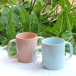 HealthGoodsIn- Dual Handle Mug Set of 2 for Secure Hold | BPA-FREE Double Handled Ceramic Mugs to Aid Tremors | 11.83 Fl. Oz. (350 Ml) (Peach and Yellow) by HealthGoodsIn