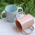 HealthGoodsIn- Dual Handle Mug Set of 2 for Secure Hold | BPA-FREE Double Handled Ceramic Mugs to Aid Tremors | 11.83 Fl. Oz. (350 Ml) (Peach and Yellow) by HealthGoodsIn