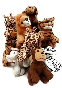 Playscene Suede Jungle / Zoo Animals, Assorted Suede Plush Jungle Animals (12 Piece Set) from Playscene