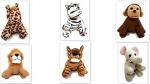 Playscene Suede Jungle / Zoo Animals, Assorted Suede Plush Jungle Animals (12 Piece Set) from Playscene