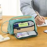 EASTHILL Large Capacity Pencil Case Pen Bag Pouch Holder Multi-slot School Supplies For Middle High School Office College Teen Girl Adult Simple Storage Mint Green by ANGOO