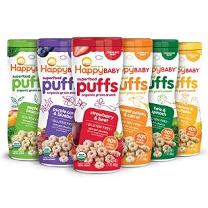Happy Baby Organics Superfood Puffs, Variety Pack, 2.1 Ounce, Pack of 6 (Flavors may Vary) from Nurture, Inc.