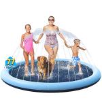 VISTOP Non-Slip Splash Pad for Kids and Dog, Thicken Sprinkler Pool Summer Outdoor Water Toys - Fun Backyard Fountain Play Mat for Baby Girls Boys Children or Pet Dog (75 inch, Blue&Blue) by VISTOP