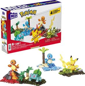 Mega Pokemon Kanto Region Team Construction Set, Building Toys for Kids, Pikachu, Squirtle, Charmander and Bulbasaur from Mattel