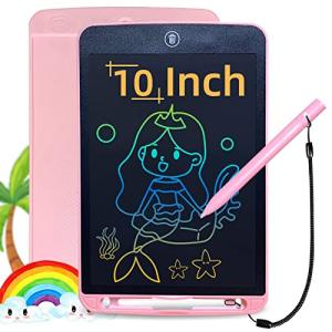 LCD Writing Tablet 10-Inch, Doodle Board Drawing Tablet for 3 4 5 6 7 8 Year Old Kids, Erasable Electronic Doodle Pads for Toddlers, Learning Educational Toys Gifts-Pink by ZHIMEI