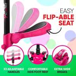 Hurtle 3-Wheeled Scooter for Kids - Wheel LED Lights, Adjustable Lean-to-Steer Handlebar, and Foldable Seat - Sit or Stand Ride with Brake for Boys and Girls Ages 1-14 Years Old - Pink by Hurtle