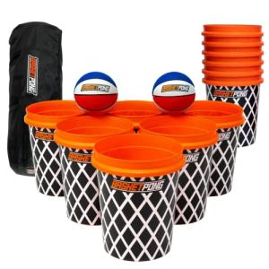 BasketPongâ¢ Giant Yard Pong X Basket Ball Game with Durable Balls and Buckets - Outdoor Game for Lawn, Backyard and Beach - Set Includes 12 Buckets, 2 Basket Balls and a Carrying Bag by BasketPong