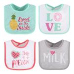 The Peanutshell Terry Bib Set for Baby Girls, 8 pack for Feeding, Teething, & Drooling by Farallon Brands