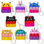 Pop Push it Keychain Fidget Toys - 16 Pcs Mini Poppers Fidget Sensory Toys Stocking Stuffers for Girls Boys Kids with Anxiety Stress Reliever Office Desk Toy (16) by Anpow Direct