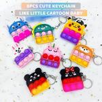 Pop Push it Keychain Fidget Toys - 16 Pcs Mini Poppers Fidget Sensory Toys Stocking Stuffers for Girls Boys Kids with Anxiety Stress Reliever Office Desk Toy (16) by Anpow Direct