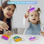 Pop Push it Keychain Fidget Toys - 16 Pcs Mini Poppers Fidget Sensory Toys Stocking Stuffers for Girls Boys Kids with Anxiety Stress Reliever Office Desk Toy (16) by Anpow Direct