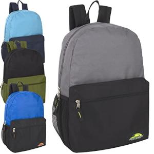 Wholesale Backpacks 24 Backpacks for School, Homeless Adults, Sports | 18 Inch Color Block Backpacks for Men, Women, Kids by A.D. Sutton & Sons