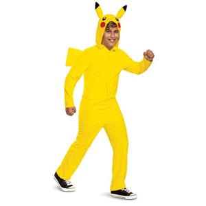 Pikachu Costume for Kids, Official Pokemon Costume Hooded Jumpsuit, Child Size Medium (7-8) from Disguise