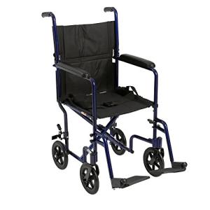 Drive Medical ATC19-BL Lightweight Aluminium Transport Wheelchair with Swing-Away Footrest, Blue from Drive Medical