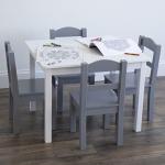 Humble Crew, White/Grey Kids Wood Table and 4 Chairs Set by Humble Crew