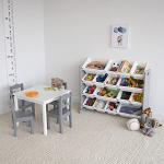 Humble Crew, White/Grey Kids Wood Table and 4 Chairs Set by Humble Crew