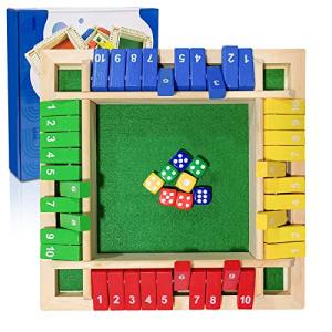 Shut The Box Game, Wooden Board Dice Games for Adults and Kids 2-4 Player Family Classics Tabletop Version Games for Classroom, Party, or Pub from Eupboron