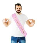 Man Behind The Bump Sash - Pink w/Gold Lettering Baby Gender Reveal Ideas Girl Daddy to be Ideas Dad to Be Diaper Party Favor New Father Gift Princess Decorations Dadchelor Baby Shower Gifts Supplies from JC Product Design