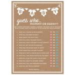 Baby Shower Game Rustic Kraft, Party Hearty, Mommy or Daddy Guess Who Game, Set of 50 Cards, 5x7 inches, Gender Neutral Boy or Girl, Fun, Unique and Easy to Play Activity and Prizes for Game Winners by Party Hearty