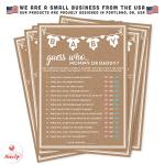 Baby Shower Game Rustic Kraft, Party Hearty, Mommy or Daddy Guess Who Game, Set of 50 Cards, 5x7 inches, Gender Neutral Boy or Girl, Fun, Unique and Easy to Play Activity and Prizes for Game Winners by Party Hearty
