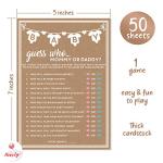 Baby Shower Game Rustic Kraft, Party Hearty, Mommy or Daddy Guess Who Game, Set of 50 Cards, 5x7 inches, Gender Neutral Boy or Girl, Fun, Unique and Easy to Play Activity and Prizes for Game Winners by Party Hearty