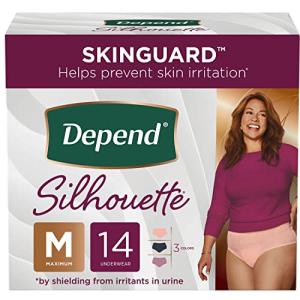 Depend Silhouette Incontinence Underwear, Medium (32â42" Waist), Maximum Absorbency, Black & Pink & Berry, 14 Count by Kimberly-Clark Corp.