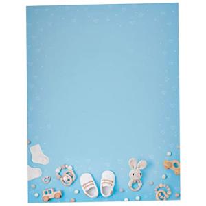Classic Gifts Baby Stationary Paper - 60 Sheets - Great for Baby Shower Invitations, Announcements, Letters, Thank You (Blue) from Black Tabby Studio